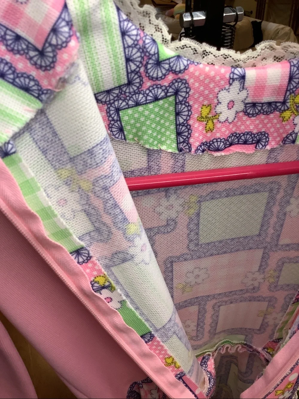 70’s VTG Prairie Girl Dress Brady Bunch Party Inverted Lace Trim Bib